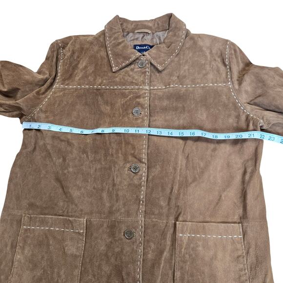 New Denim & Co Brown Leather Button Down Jacket Coat Western - Picture 2 of 8